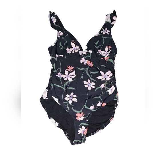 Shade & Shore Other - Womens Floral Black One-Piece Shade And Shore Swimsuit, Size Large, NWT!!